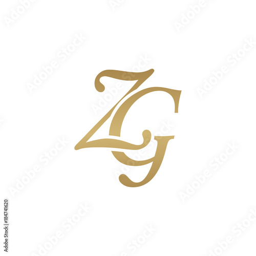 Initial letter ZG, overlapping elegant monogram logo, luxury golden color