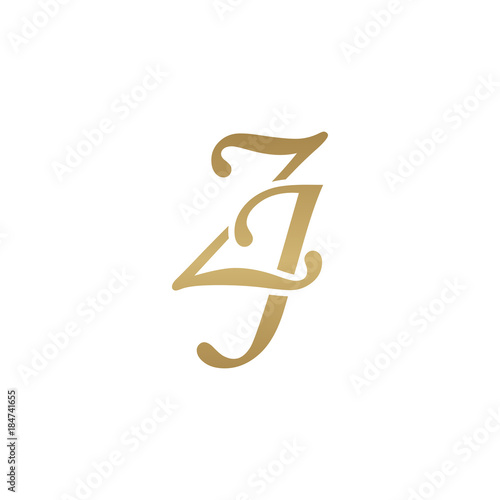 Initial letter ZJ, overlapping elegant monogram logo, luxury golden color