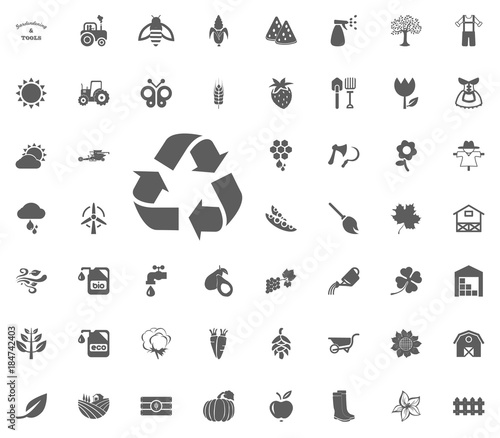 Recycling icon. Gardening and tools vector icons set