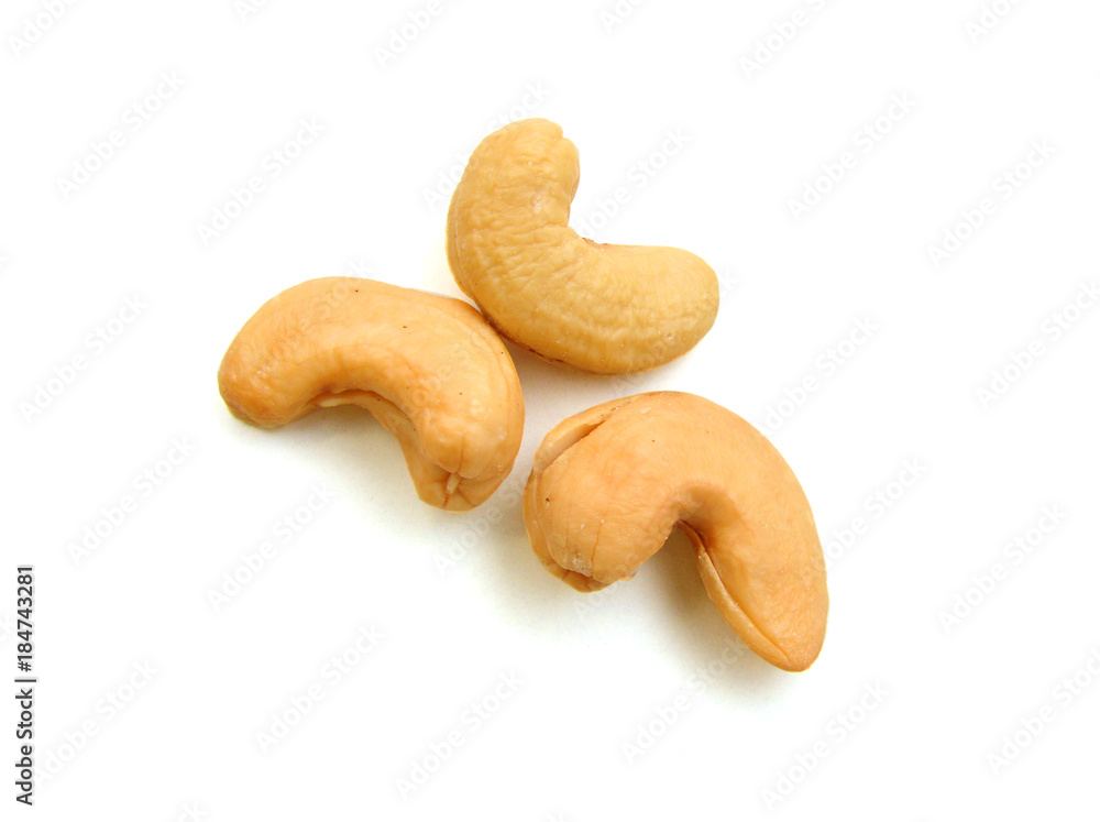 Cashew nuts on white background Cashew nuts on white background