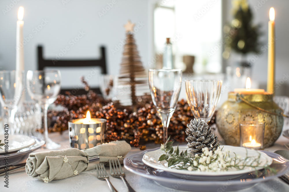 Table setting for christmas dinner Table setting for christmas dinner