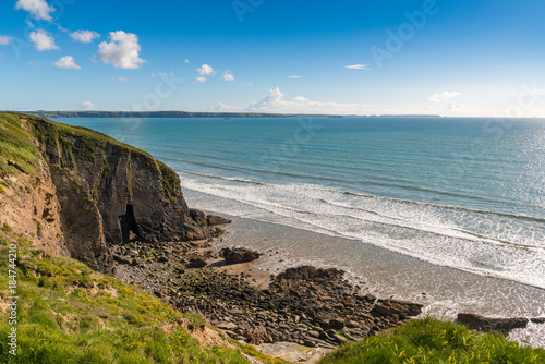 Coast and clouds at Madoc s Haven  near Nolton Haven  Pembrokeshire  Dyfed  Wales  UK