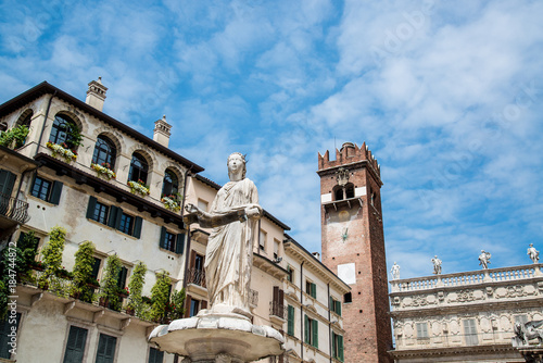 Fountain of Our Lady of Verona in the Piazza delle Erbe square