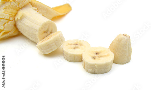 Banana slices isolated on a white