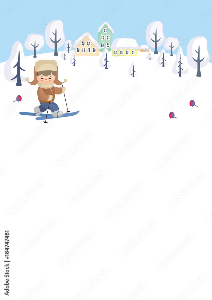 Φωτογραφία Colorful background with the image of child on winter walk