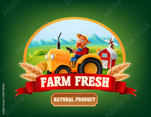 farm product illustration with tractor
