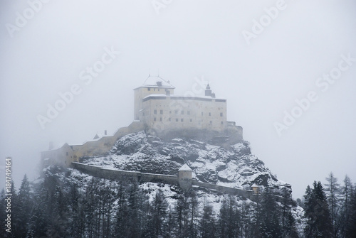 Tarasp Castle. Winter, Engadin, Switzerland. 
