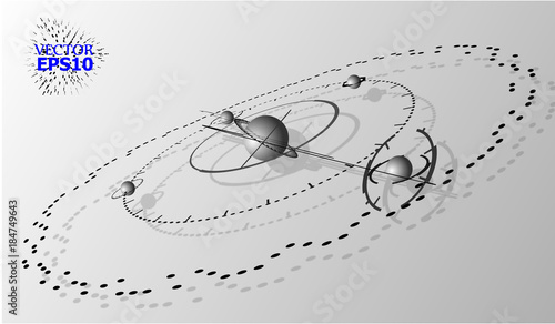 3d engineering technology vector backdrop. Futuristic technical plan, mechanism. Monochrome mechanical scheme, dimensional abstr photo