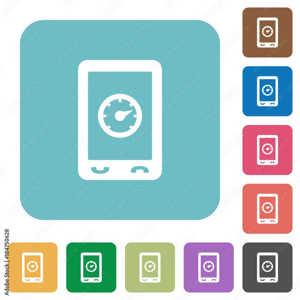 Mobile benchmark rounded square flat icons Mobile benchmark rounded square flat icons