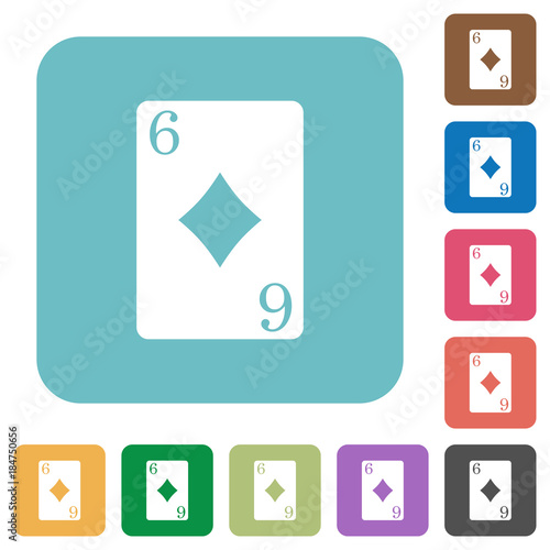 Six of diamonds card rounded square flat icons