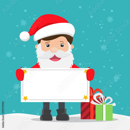 Lovely santa claus with blank sign - vector illustration. © thecaption9999
