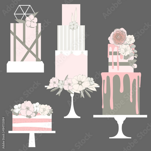 Wedding cakes.  Vector illustration.