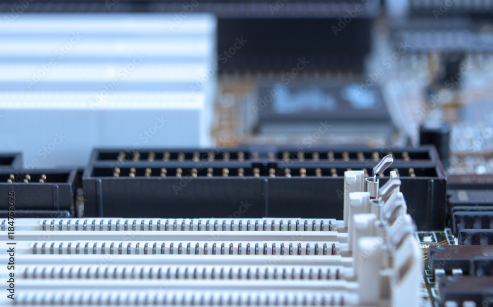 Printed circuit motherboard with slots Printed circuit motherboard with slots