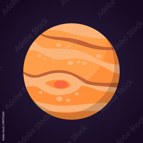 Jupiter planet vector Illustration isolated in cartoon style.