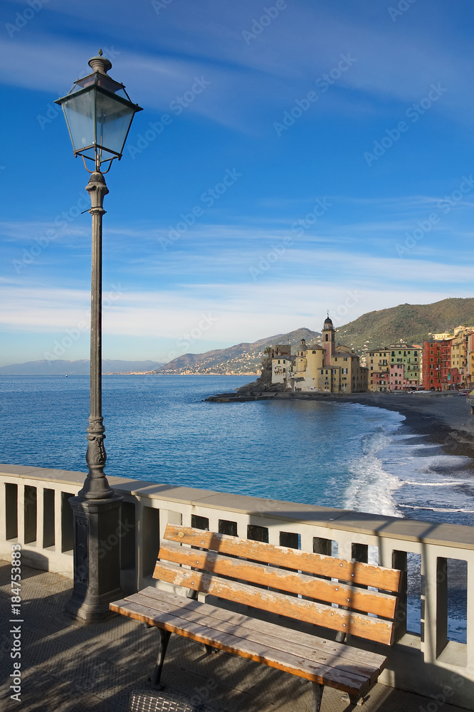 Camogli view - promenade and beach - Ligurian sea