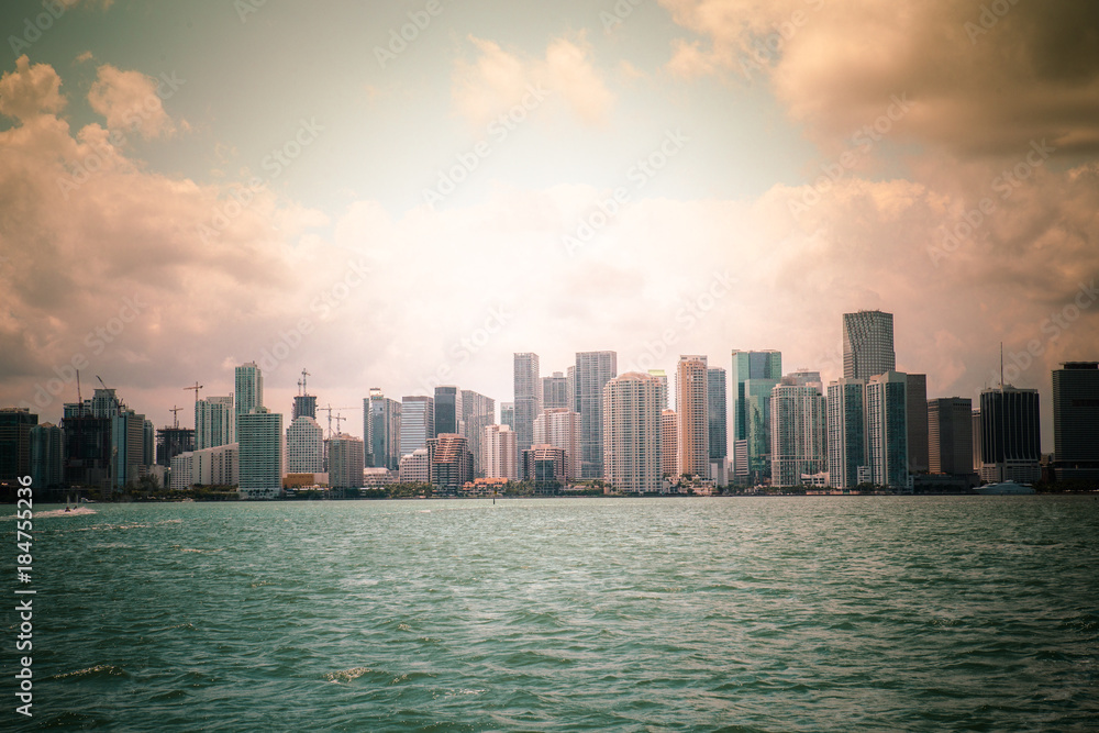 Beautiful Miami Florida skyline across Biscayne Bay Beautiful Miami Florida skyline across Biscayne Bay