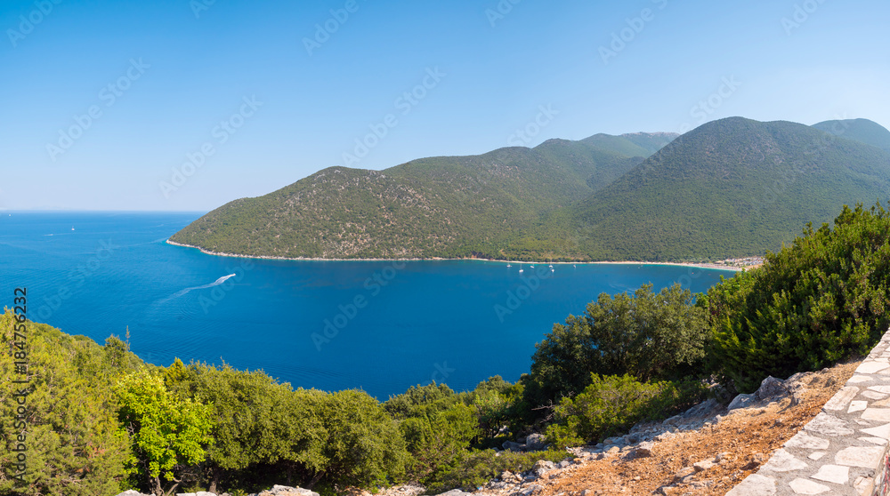 Panoramic view of shore in Kefalonia