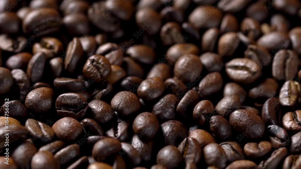 Rotating and falling Coffee beans. Nobody Rotating and falling Coffee beans. Nobody