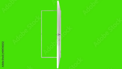 white door on a green background