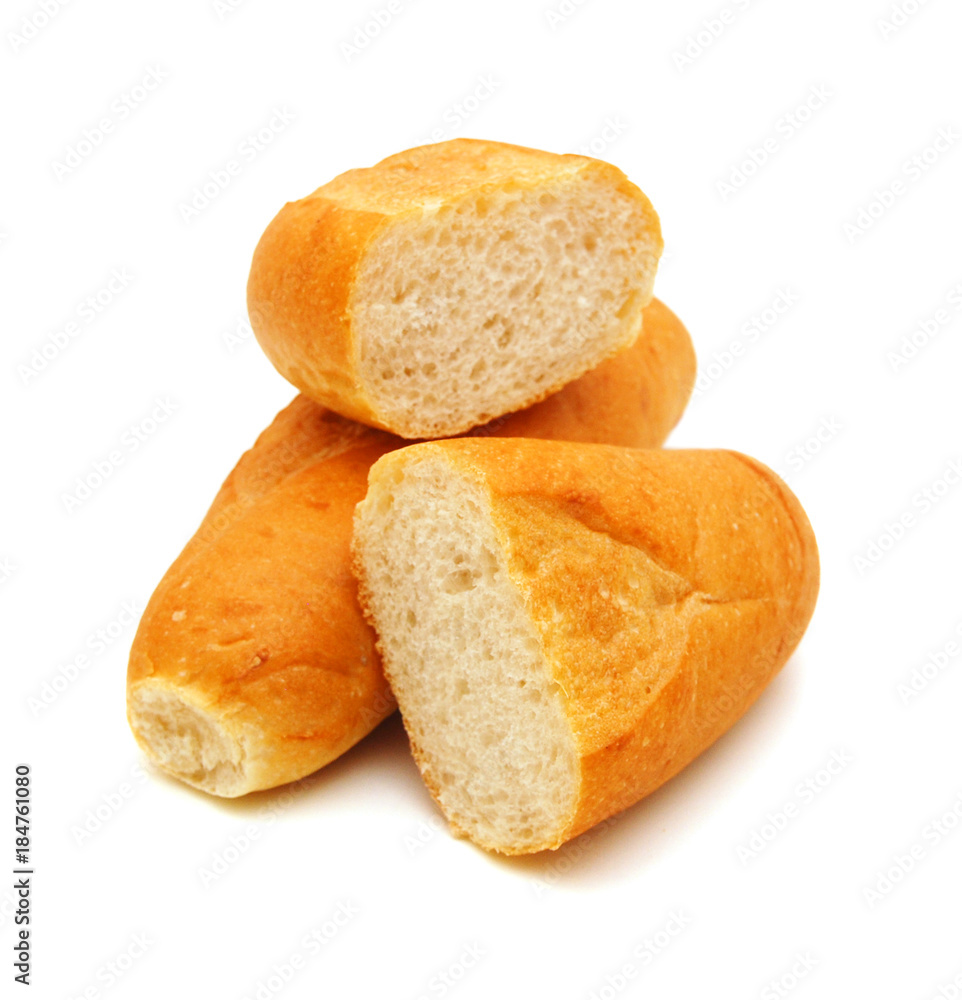 French rolls on a white background French rolls on a white background