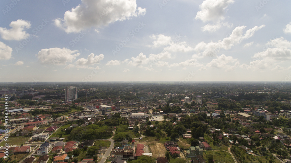 aerial view of a town located in Kubang Kerian, Kota Bharu, Kelantan, Malaysia