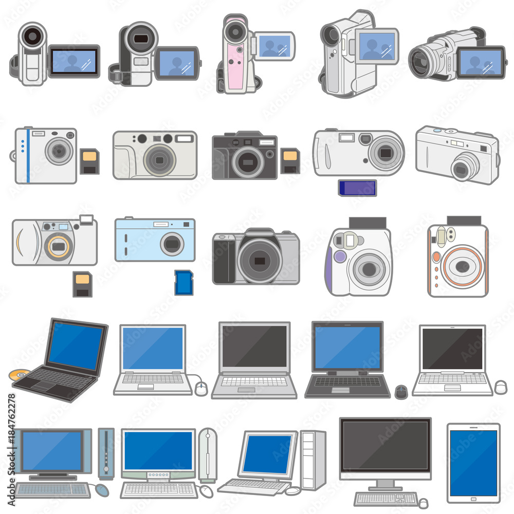 様々な電化製品のイラスト Pc カメラ Stock Vector Adobe Stock 様々な電化製品のイラスト Pc カメラ Stock Vector Adobe Stock
