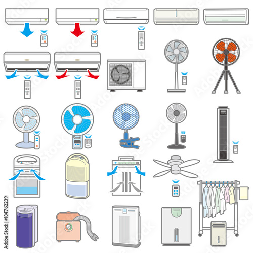 様々な電化製品のイラスト / 夏