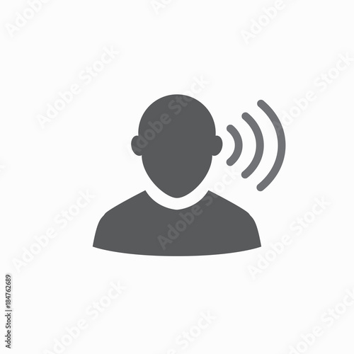 Ear and ear canal outline icon image for hearing / listening loss