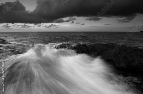 Dramatic waves in black and white, Kudat, Sabah, Borneo, East Malaysia