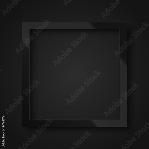 Realistic square shiny black frame for your design, poster or greeting card. Vector