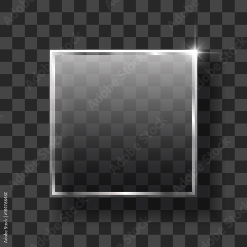 Vector glass frame. Isolated on transparent background. 