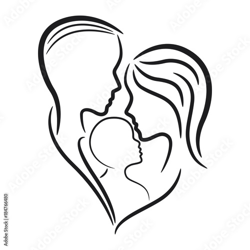 Happy family stylized symbol