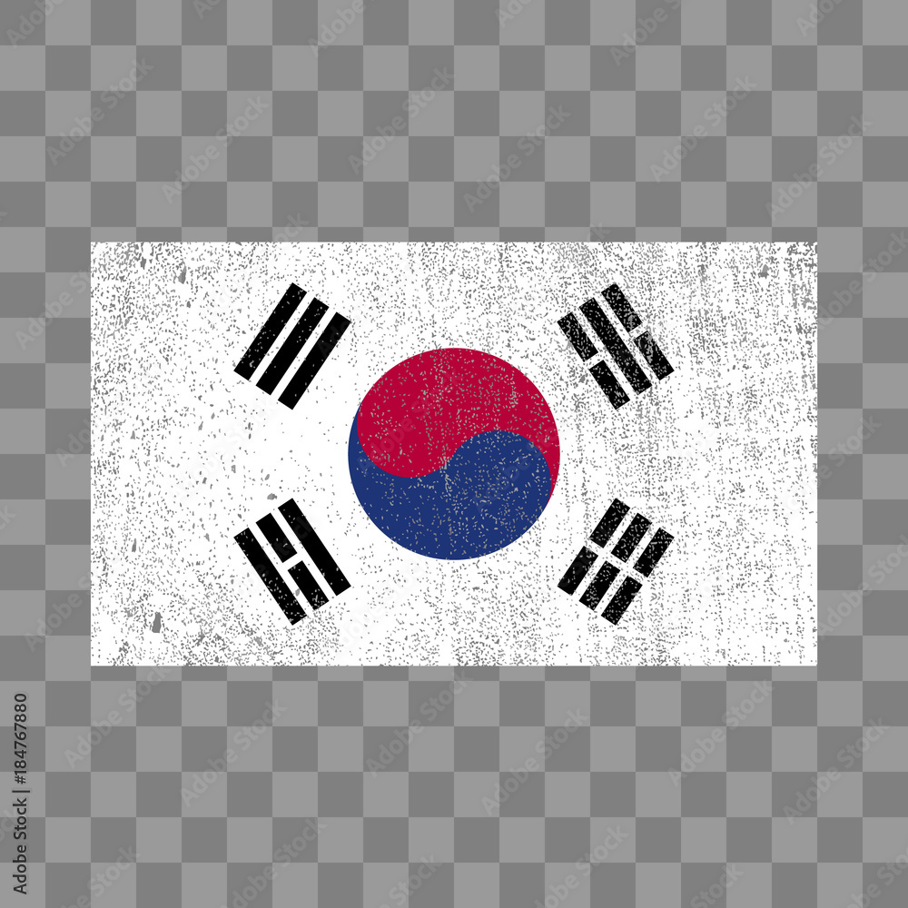 Grunge flag South Korea with distress texture. Vector template. on
