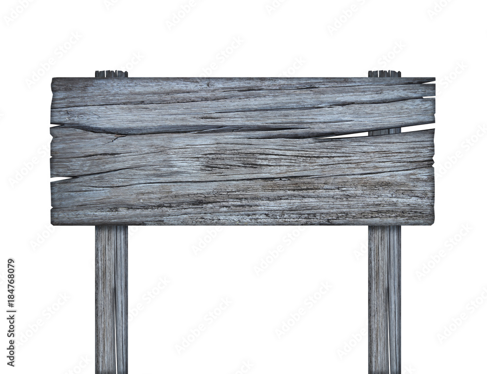 Fototapeta premium wooden sign on white background with clipping path