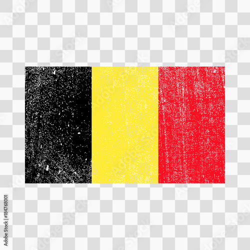 Grunge flag belgium with distress texture. Vector template. on transparent background