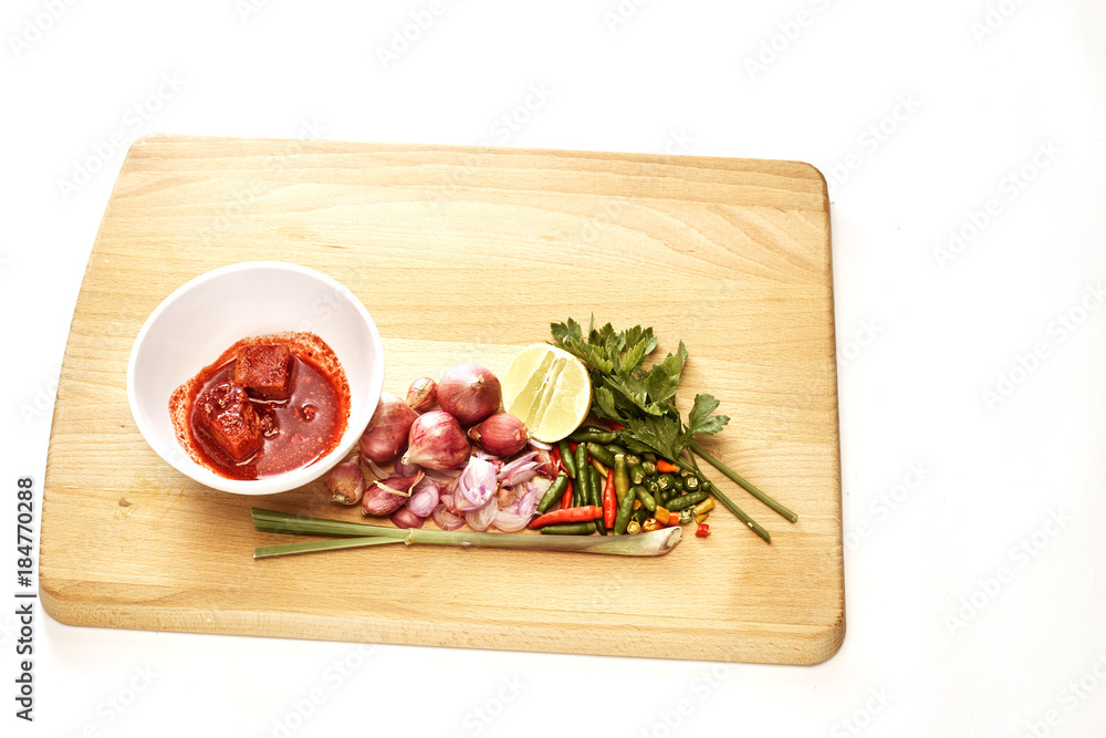 Fermented Bean Curd (Fu Ru) Spicy Salad Thai style food, Top view Fermented Bean Curd (Fu Ru) Spicy Salad Thai style food, Top view