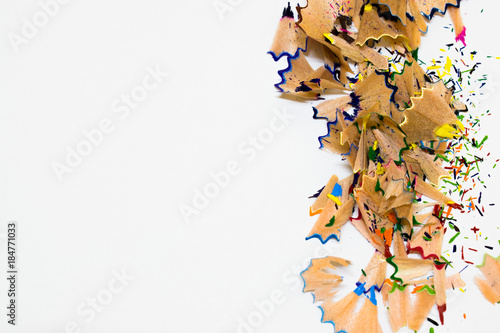 Debris from the sharpening on white background
