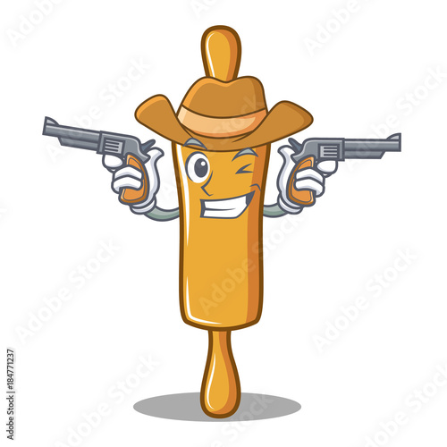 Cowboy rolling pin character cartoon