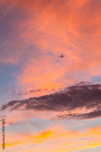 a plane during sunset