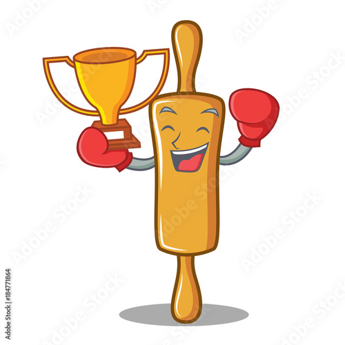 Boxing winner rolling pin character cartoon