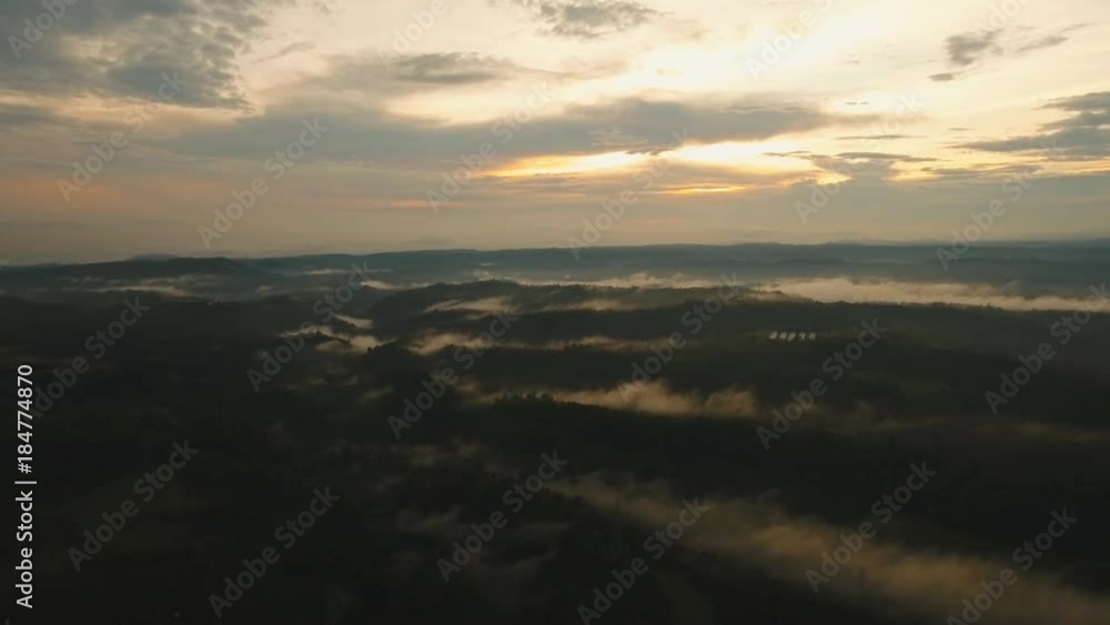 Aerial view of mystical, foggy forest forest, mountains with fog, clouds at sunset on Bali,Indonesia. Tropical rainforest, trees, jungle in mountains. Fog over the jungle. Travel concept. Aerial Aerial view of mystical, foggy forest forest, mountains with fog, clouds at sunset on Bali,Indonesia. Tropical rainforest, trees, jungle in mountains. Fog over the jungle. Travel concept. Aerial