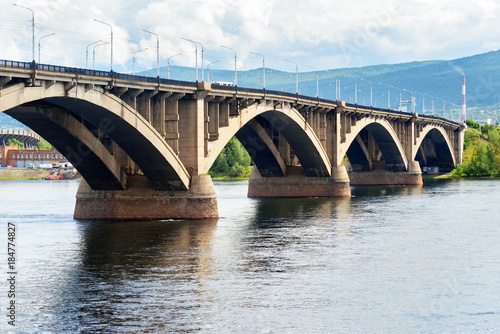 Communal bridge across the Yenisei river. Krasnoyarsk, Russia © Elena Odareeva