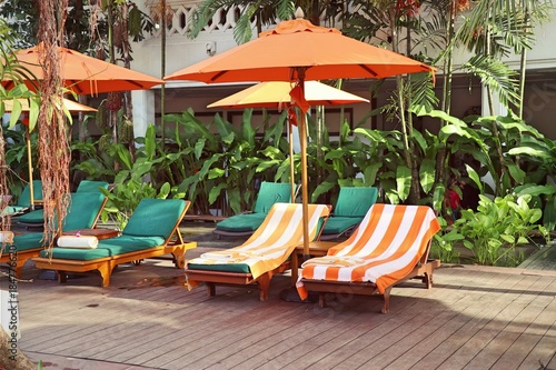 chair by the pool