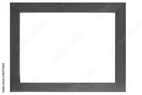 Black wood photo frame isolated on a white background
