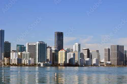 Brickel Avenue luxury condo tower skyline on the shores of Biscayne Bay in Miami,Florida photo