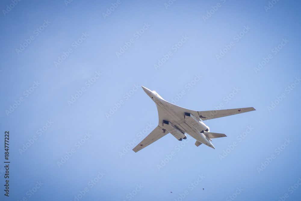bomber flies in the blue sky bomber flies in the blue sky
