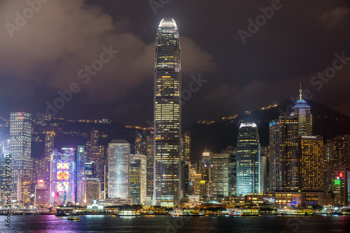 Photography hong kong skyline at night