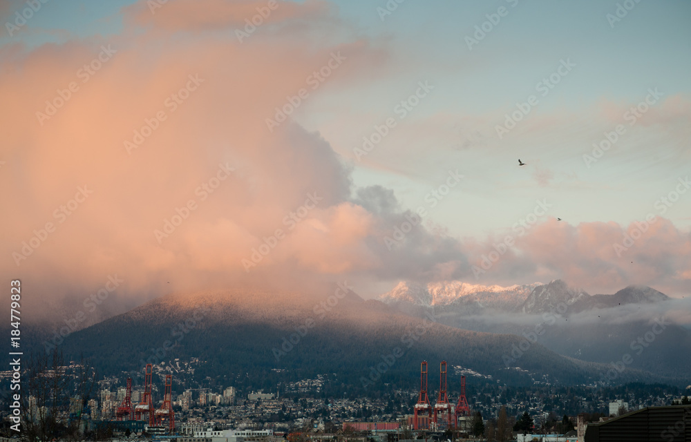 Pink clouds, Mount Seymour