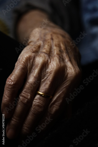 old woman's hand with ring on it