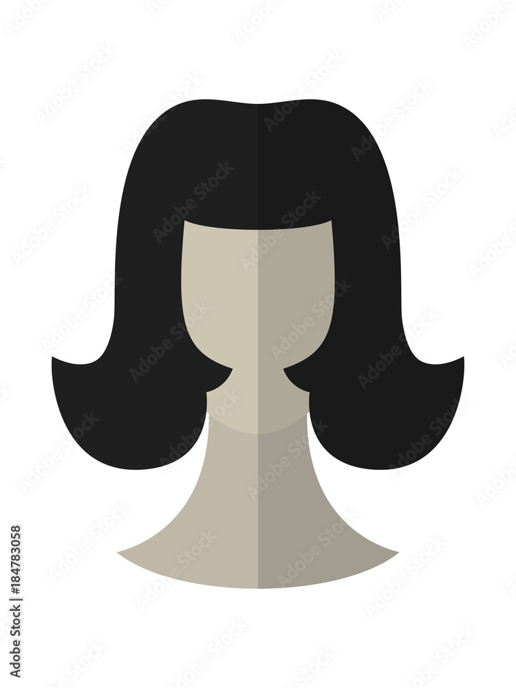 Fashionable hairstyle. Wig for beauty salon. Flat icon or object on a white background. Vector